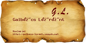 Galbács Lóránt névjegykártya
